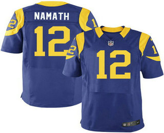 Men's Los Angeles Rams #12 Joe Namath Retired Royal Blue Alternate Stitched NFL Nike Elite Jersey