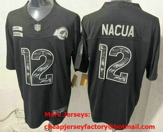 Men's Los Angeles Rams #12 Puka Nacua Limited Black FUSE 2026 Salute To Service Jersey