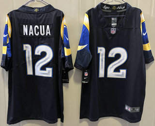Men's Los Angeles Rams #12 Puka Nacua Limited Navy Vapor Jersey
