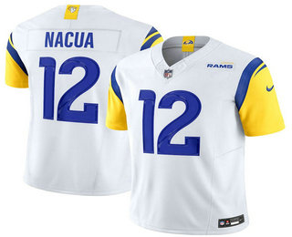 Men's Los Angeles Rams #12 Puka Nacua White FUSE Vapor Limited Stitched Jersey