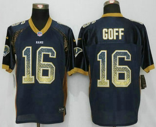 Men's Los Angeles Rams #16 Jared Goff Nike Drift Fashion Blue Elite Jersey