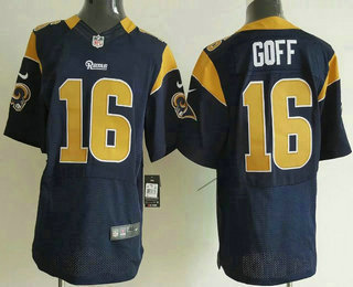 Men's Los Angeles Rams #16 Jared Goff Navy Blue Team Color NFL Nike Elite Jersey