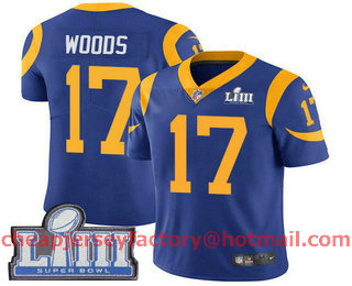 Men's Los Angeles Rams #17 Robert Woods Royal Blue 2019 Super Bowl LIII Patch Vapor Untouchable Stitched NFL Nike Limited Jersey