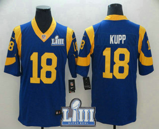 Men's Los Angeles Rams #18 Cooper Kupp Royal Blue 2019 Super Bowl LIII Patch Vapor Untouchable Stitched NFL Nike Limited Jersey