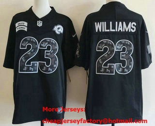 Men's Los Angeles Rams #23 Kyren Williams Limited Black FUSE 2026 Salute To Service Jersey