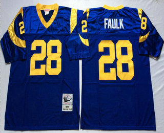 Men's Los Angeles Rams #28 Marshall Faulk Light Blue Throwback Jersey by Mitchell & Ness