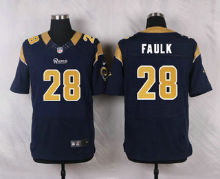 Men's Los Angeles Rams #28 Marshall Faulk Navy Blue Team Color NFL Nike Elite Jersey