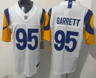 Men's Los Angeles Rams #95 Myles Garrett Limited White FUSE Vapor Jersey