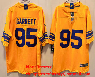 Men's Los Angeles Rams #95 Myles Garrett Limited Yellow Vapor Jersey