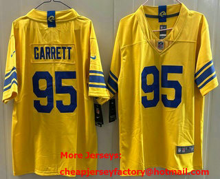 Men's Los Angeles Rams #95 Myles Garrett Limited Yewllow Vapor Jersey