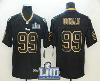 Men's Los Angeles Rams #99 Aaron Donald 2019 Super Bowl LIII Patch Black Lights Out Color Rush Stitched NFL Nike Limited Jersey