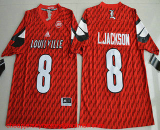Men's Louisville Cardinals #8 Lamar Jackson Red Stitched College Football 2016 NCAA Jersey