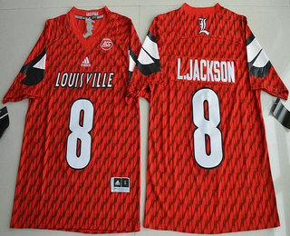 Men's Louisville Cardinals #8 Lamar Jackson Red Stitched College Football 2016 Nike NCAA Jersey