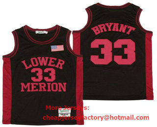 Men's Lower Merion High School #33 Kobe Bryant Black With Red Name High School Swingman Jersey