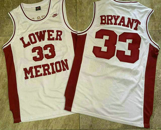 Men's Lower Merion High School #33 Kobe Bryant White High School AU Jersey