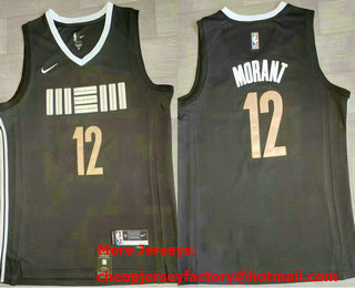 Men's Memphis Grizzlies #12 Ja Morant Black 2023 City Icon Sponsor Swingman Jersey