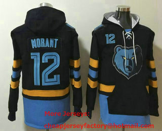 Men's Memphis Grizzlies #12 Ja Morant NEW Navy Blue Pocket Stitched NBA Pullover Hoodie