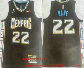 Men's Memphis Grizzlies #22 Desmond 2022 Black City Edition With 6 Patch Stitched Jersey With Sponsor
