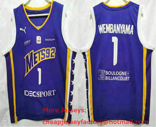 Men's Metropolitans 92 #1 Victor Wembanyama Blue Jersey