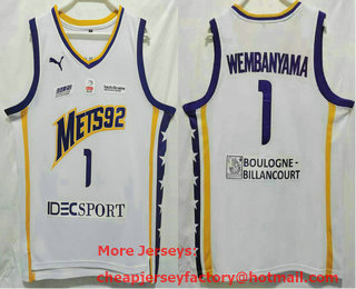 Men's Metropolitans 92 #1 Victor Wembanyama Home White Jersey