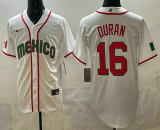 Men's Mexico #16 Jarren Duran White 2026 World Baseball Classic Cool Base Jersey