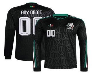 Men's Mexico Custom Black 2026 Long Sleeve Soccer Jersey