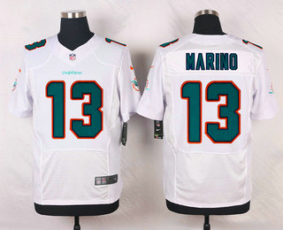 Men's Miami Dolphins #13 Dan Marino White Road NFL Nike Elite Jersey
