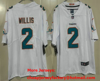 Men's Miami Dolphins #2 Malik Willis Limited White Vapor Jersey