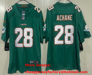 Men's Miami Dolphins #28 DeVon Achane Aqua Vapor Limited Stitched Jersey