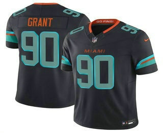 Men's Miami Dolphins #90 Kenneth Grant Limited Black Rivalries FUSE Vapor Stitched Jersey
