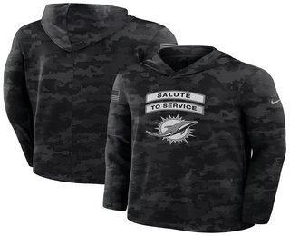 Men's Miami Dolphins Black 2026 Salute to Service Sideline Lightweight Hoodie Long Sleeve Top