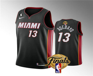 Men's Miami Heat #13 Bam Adebayo Black 2023 Finals Icon Edition With 6 Patch Stitched Jersey