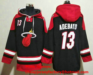 Men's Miami Heat #13 Bam Adebayo Black Ageless Must Have Lace Up Pullover Hoodie