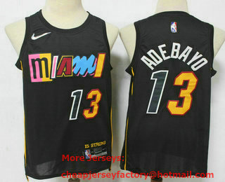 Men's Miami Heat #13 Bam Adebayo Black Diamond 2022 City Edition Swingman Stitched Jersey