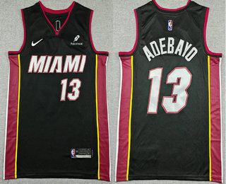 Men's Miami Heat #13 Bam Adebayo Black Icon Sponsor Swingman Jersey