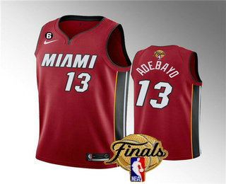 Men's Miami Heat #13 Bam Adebayo Red 2023 Finals Statement Edition With 6 Patch Stitched Jersey