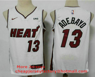 Men's Miami Heat #13 Bam Adebayo White 2021 Nike Swingman Stitched NBA Jersey With The NEW Sponsor Logo