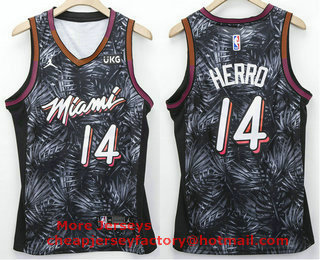 Men's Miami Heat #14 Tyler Herro Black 2021 Brand Jordan Swingman Stitched NBA Fashion Jersey With NEW Sponsor Logo