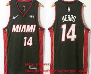 Men's Miami Heat #14 Tyler Herro Black 2021 Nike 75th Anniversary Diamond Swingman Stitched Jersey With Sponsor