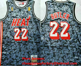 Men's Miami Heat #22 Jimmy Butler Bape Grey 2019-20 Throwback Swingman Jersey