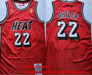 Men's Miami Heat #22 Jimmy Butler Bape Red 2019-20 Throwback Swingman Jersey