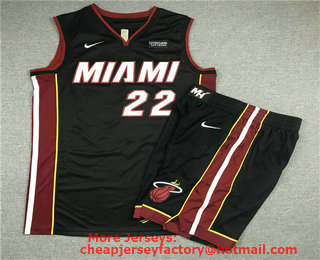 Men's Miami Heat #22 Jimmy Butler Black 2019 Nike Swingman Stitched NBA Jersey With Shorts