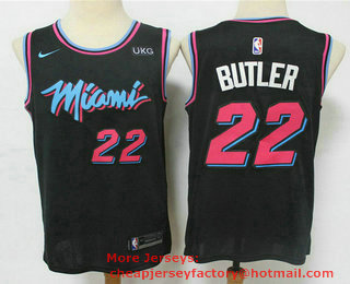 Men's Miami Heat #22 Jimmy Butler Black 2019 Stitched City Edition Jersey With NEW Sponsor Logo