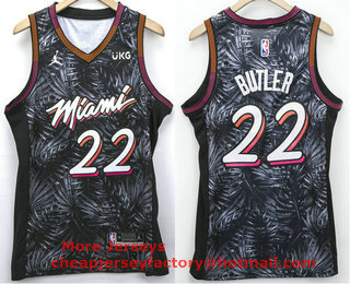 Men's Miami Heat #22 Jimmy Butler Black 2021 Brand Jordan Swingman Stitched NBA Fashion Jersey With NEW Sponsor Logo