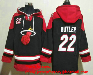 Men's Miami Heat #22 Jimmy Butler Black Ageless Must Have Lace Up Pullover Hoodie