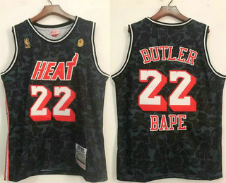 Men's Miami Heat #22 Jimmy Butler Black Stitched Mitchell Ness BAPE Swingman Jersey