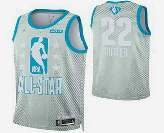Men's Miami Heat #22 Jimmy Butler Gray Diamond 75th 2022 All Star Heat Press Jersey