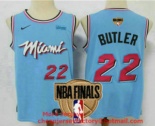 Men's Miami Heat #22 Jimmy Butler Light Blue 2020 NBA Finals Patch Nike Swingman Stitched NBA Jersey With The Sponsor Logo