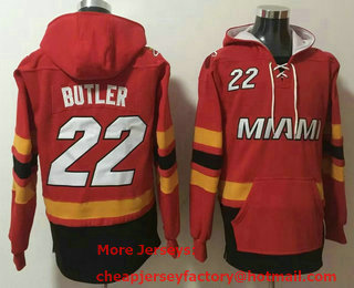 Men's Miami Heat #22 Jimmy Butler NEW Red Pocket Stitched Pullover Hoodie