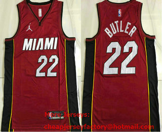 Men's Miami Heat #22 Jimmy Butler Red Jordan 2021 Stitched AU Jersey
